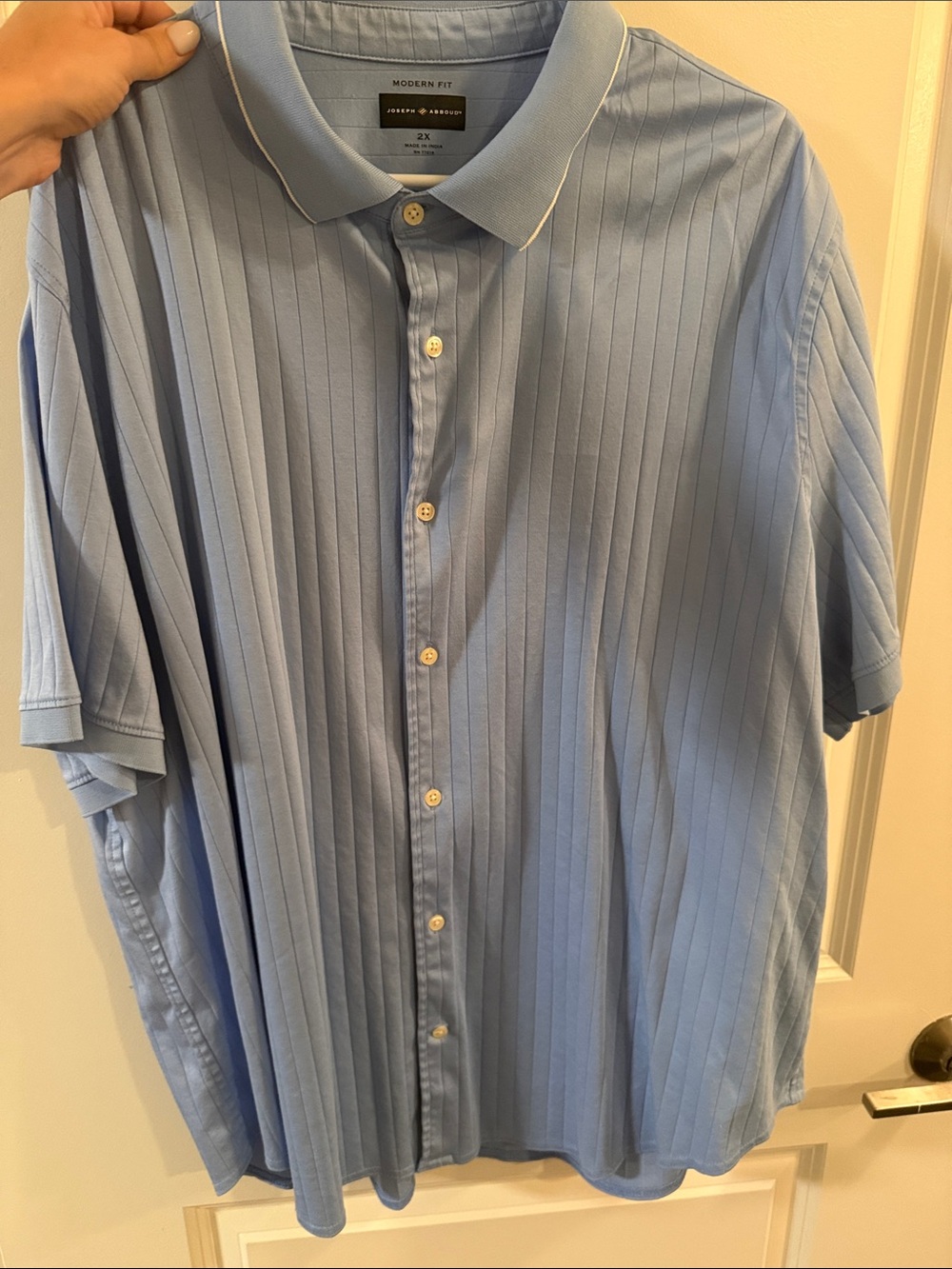 Joseph Abboud Light Blue Short-Sleeve Modern Fit Button-Down Shirt